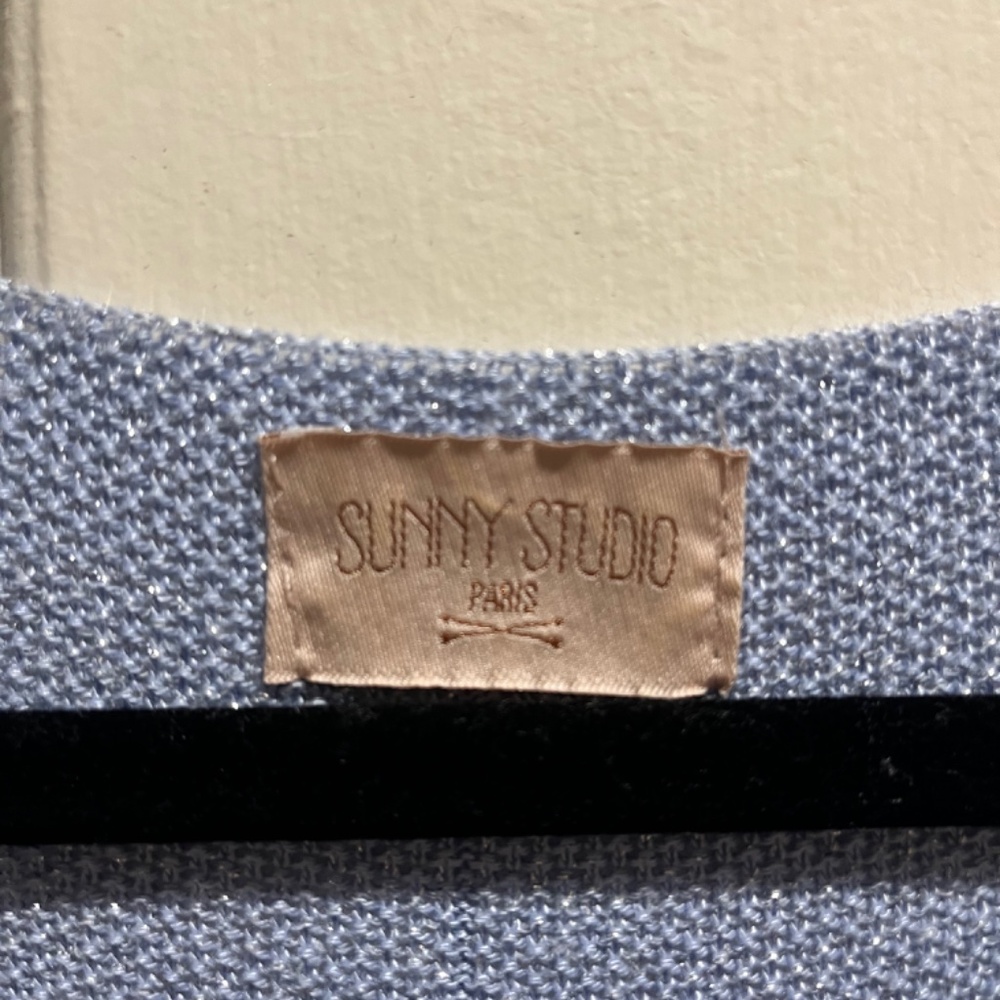 Sunny Studio Blue Women's Glittery Sweater Top View 2